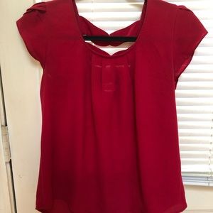 Red Bow Short Sleeve Top